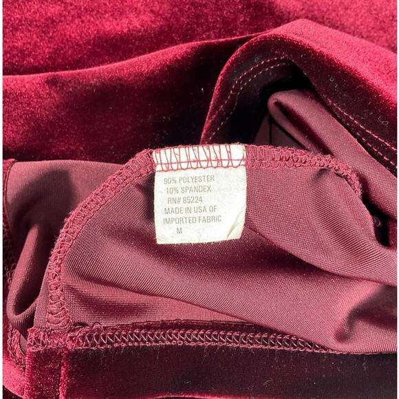 Boston Proper Velvet Top Medium Burgundy Scoop Neck 3/4 Sleeve Stretch Blouse - Picture 9 of 10